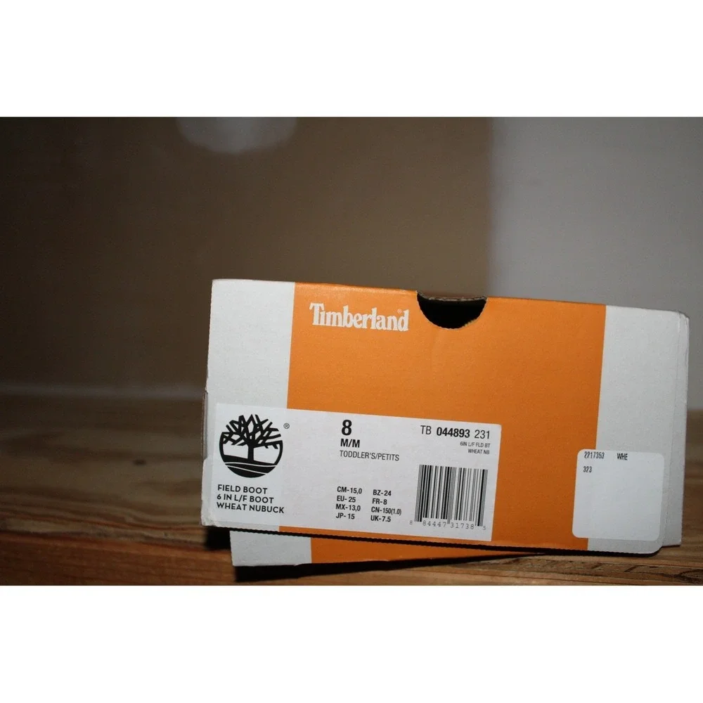 Timberland Field Boot 6 Inch L/F‎ Toddler Wheat Nubuck TB044893 231 Size 8M